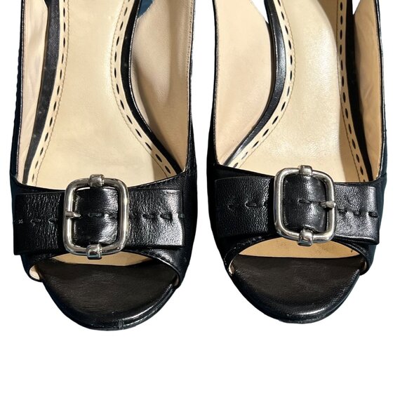 Coach Miranda Soft Leather Black Slingback Heels Size 8 - Picture 4 of 6
